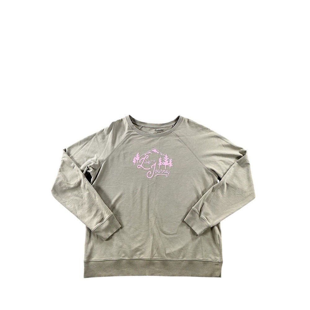 Columbia Live the Journey Graphic Sweatshirt Womens XL Green Pink Pullover